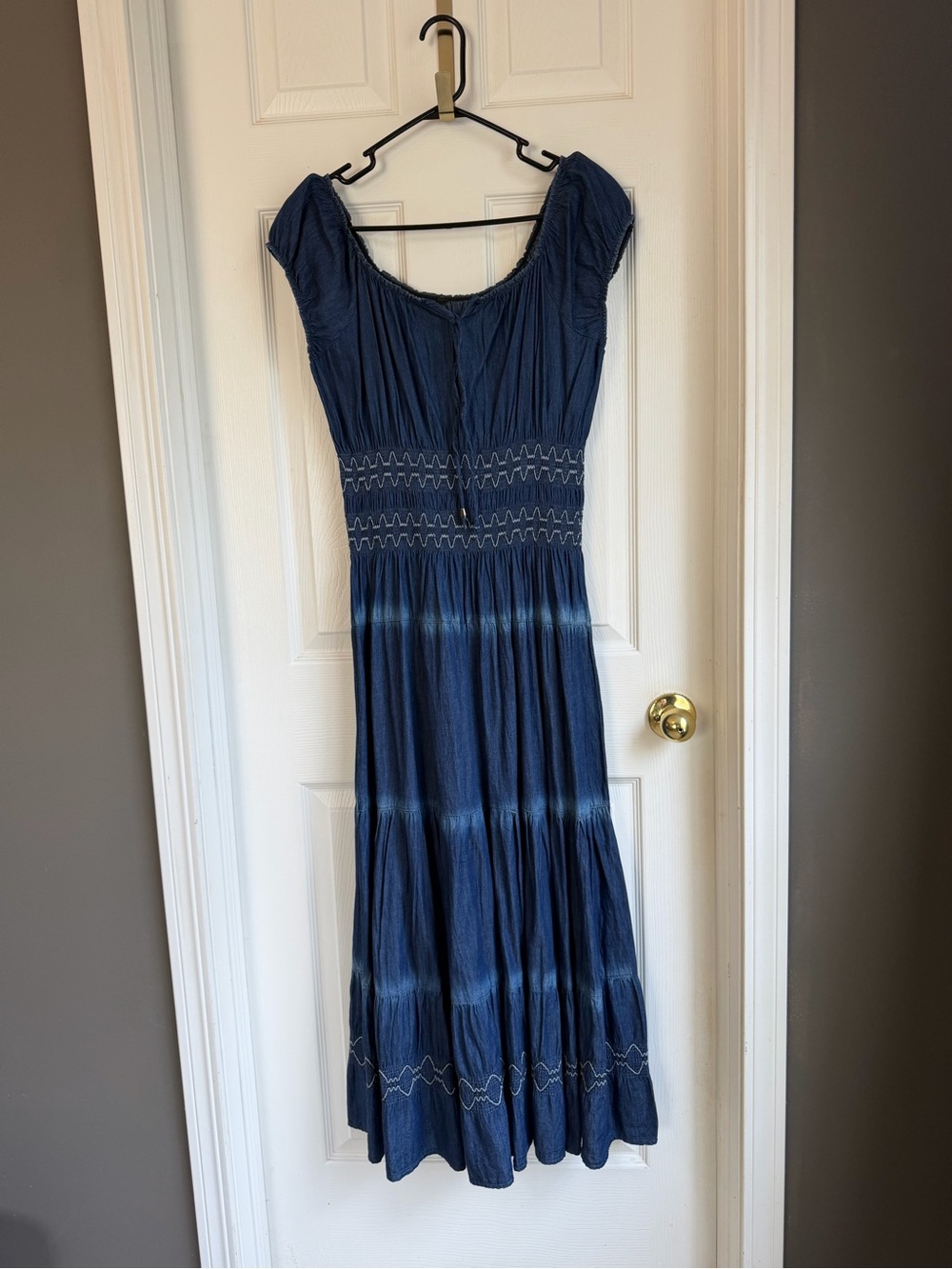 Navy Blue Tiered Smocked Maxi Dress